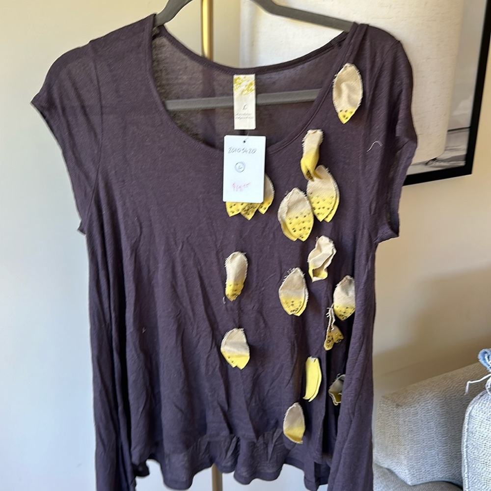 Purple Top with Yellow leaves design